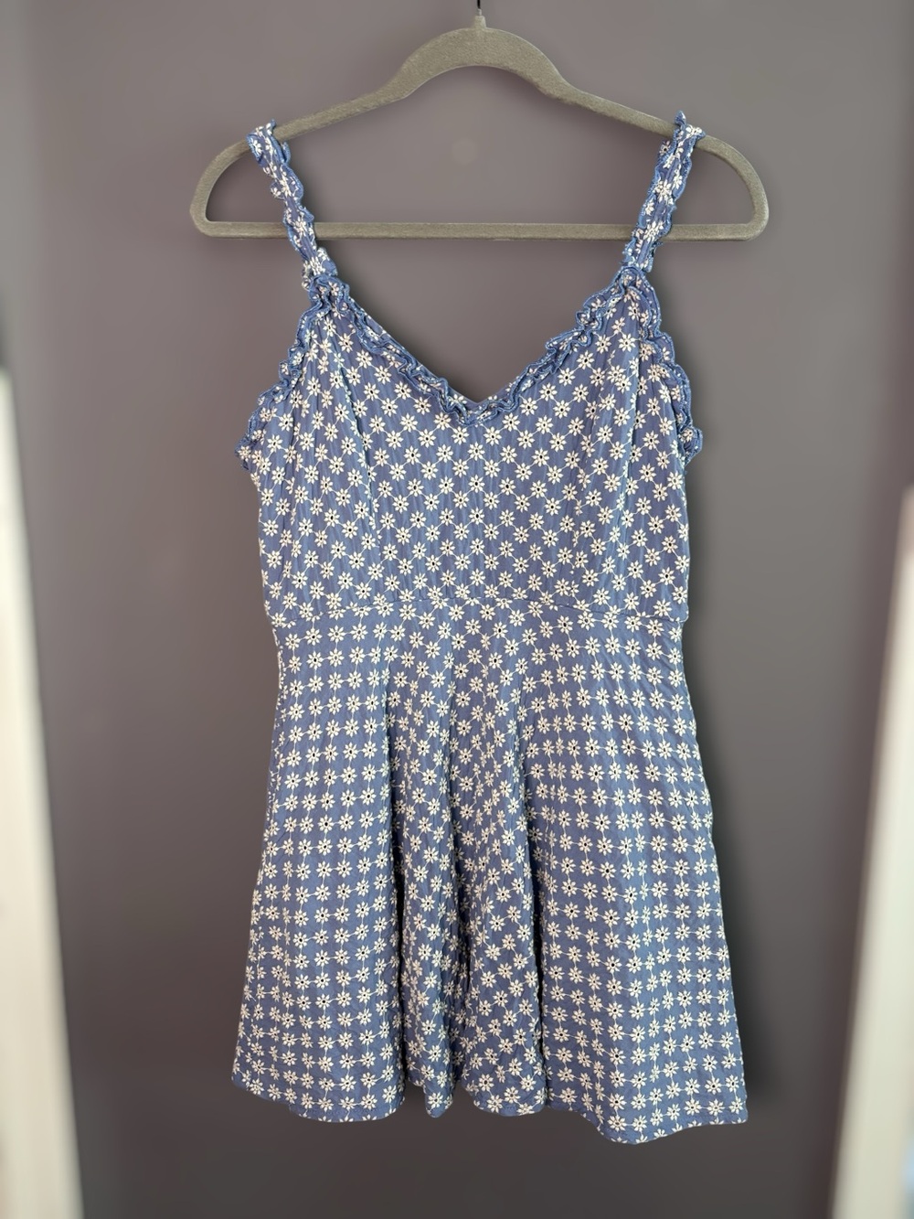 Altar’d State Blue White Embroidered Mini Dress Medium